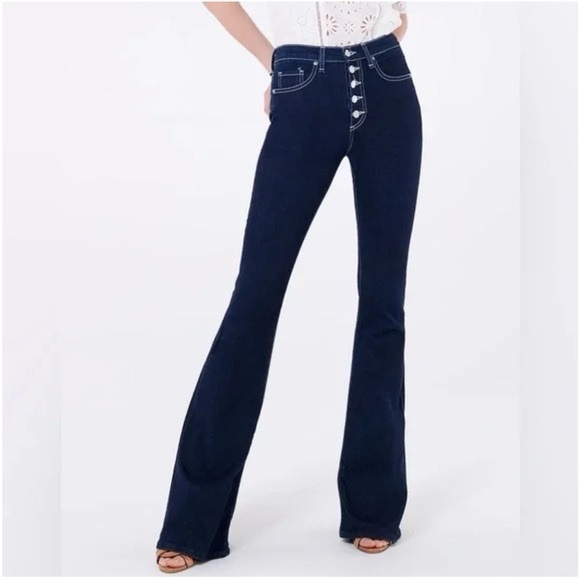 Veronica Beard Navy Flare Jeans